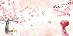 手绘桃花插画海报图片中国风古风鲜盛开春暖开