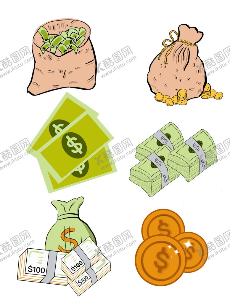编号：19511109290817041768【酷图网】源文件下载-商用金币钱币纸币美元金钱套图