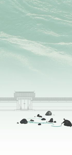 中国风背景梅花书法展板山水画展板