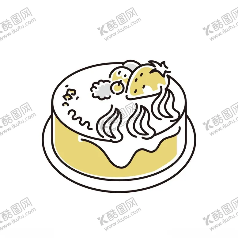 编号：24706502161639242762【酷图网】源文件下载-蛋糕线描插画图片