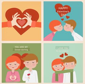 浪漫情人节情侣插画海报展板