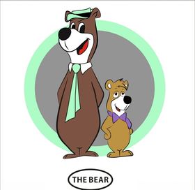 高矮卡通狗狗几何圆形服装图