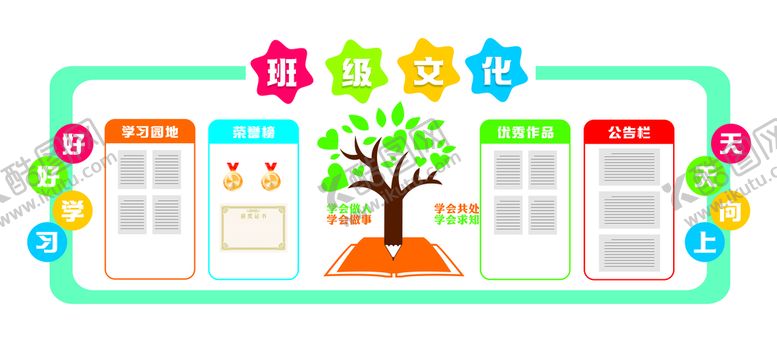 编号：34895109132204564612【酷图网】源文件下载-简约 卡通 通用 班级文化墙