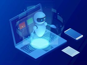 蓝色科技海报背景机器人海报