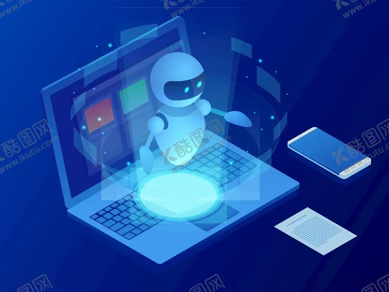 编号：48721804141917146165【酷图网】源文件下载-蓝色科技海报背景机器人海报