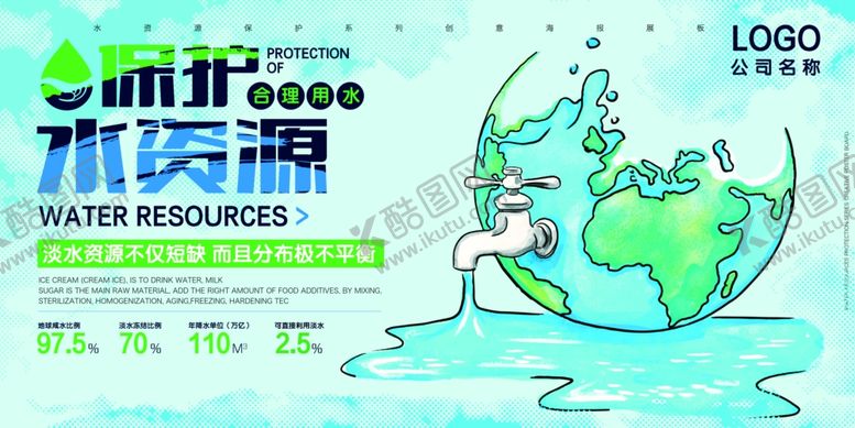 编号：80988007081507275600【酷图网】源文件下载-蓝色保护水资源节约用水创意海报