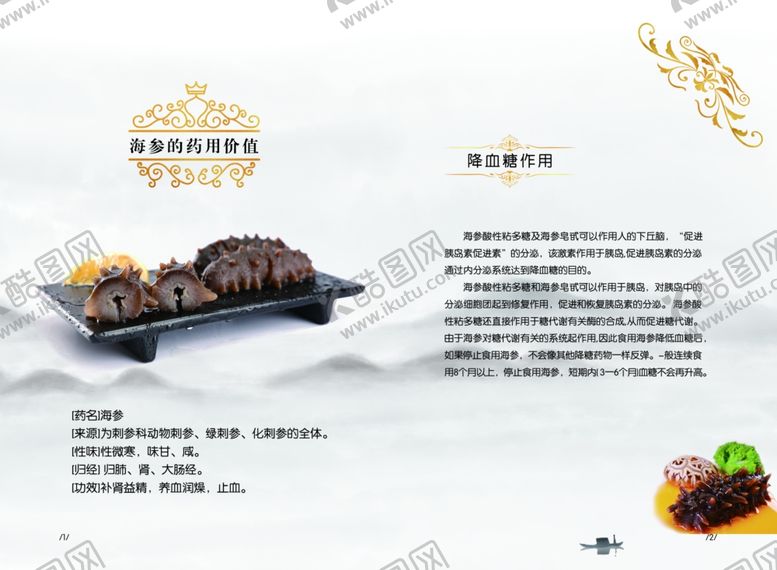 编号：96483607091148467023【酷图网】源文件下载-海参营养价值宣传册