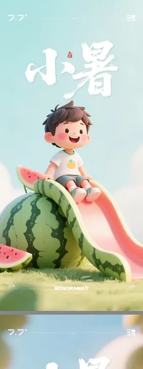 小暑大暑3D海报