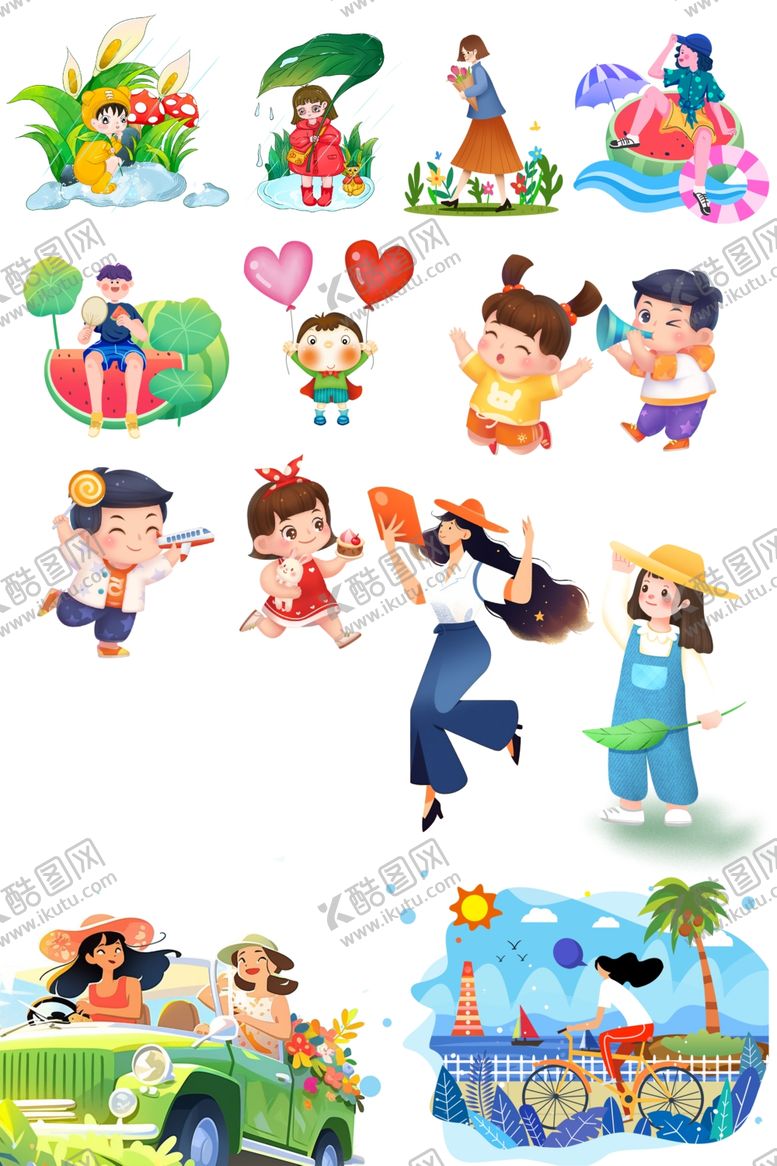 编号：29440011020957077330【酷图网】源文件下载-郊游卡通人物素材