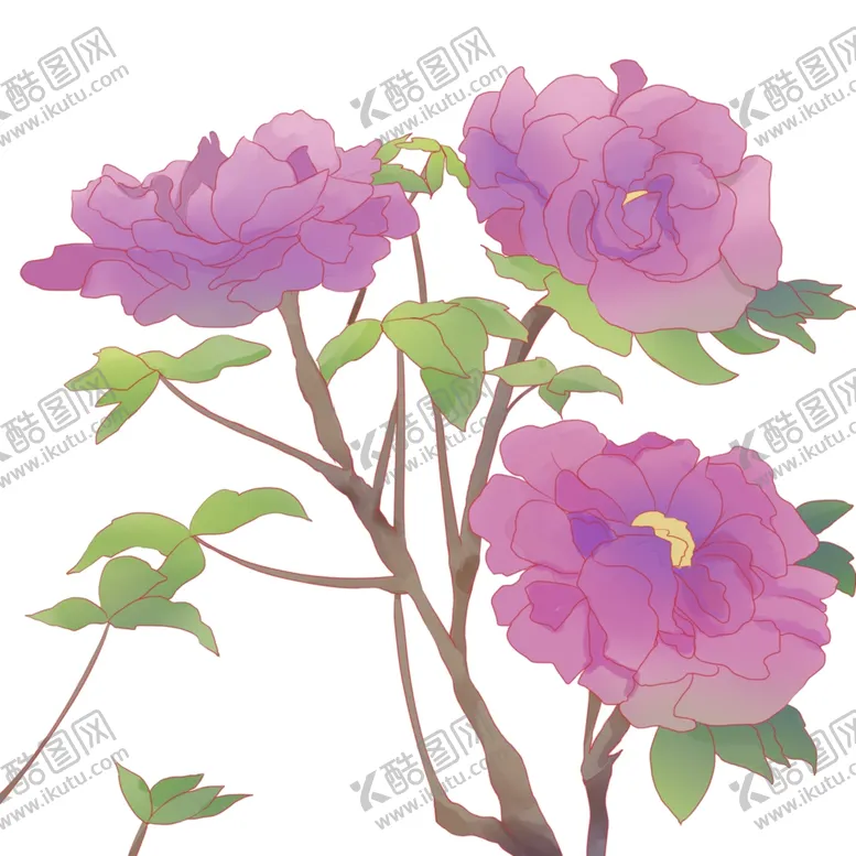 编号：24771304071404458174【酷图网】源文件下载-紫色牡丹插画