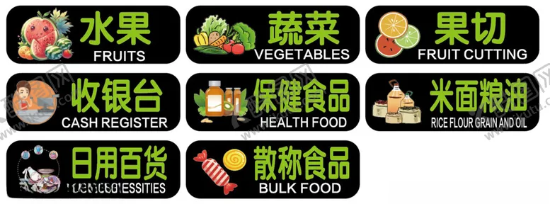 编号：95840406291544138124【酷图网】源文件下载-生鲜食材分类标识牌