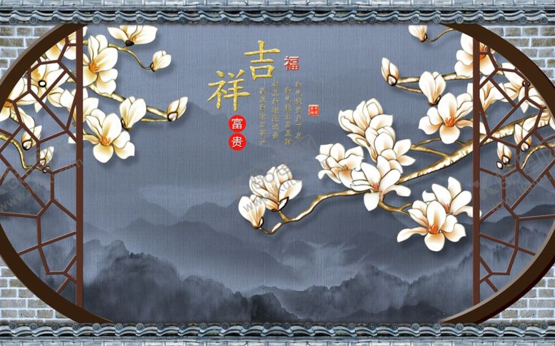 编号：74117205031622552738【酷图网】源文件下载-新中式背景墙