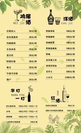 编号：05943109271608513862【酷图网】源文件下载-酒水菜单