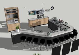 吧台饮料店吧台室内设计模型