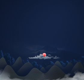 山水画背景墙壁纸太阳唯美