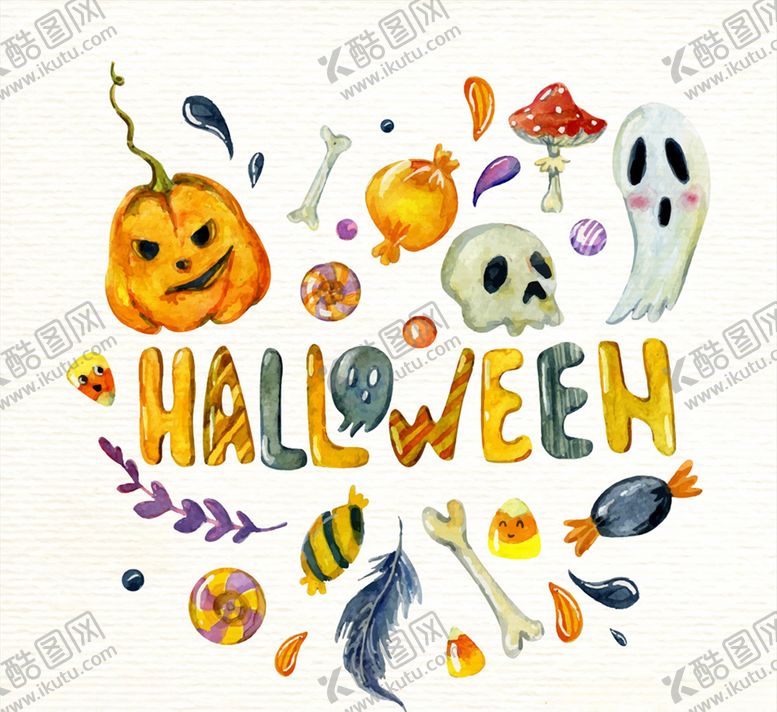 编号：85033409172355258572【酷图网】源文件下载-彩绘万圣节元素设计