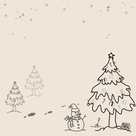 手绘圣诞树圣诞节雪人
