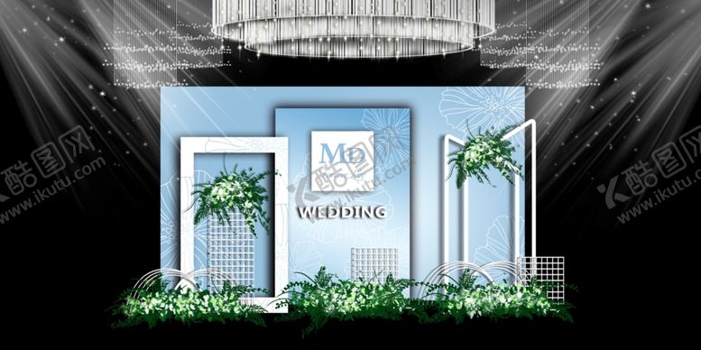 编号：50964310042338216337【酷图网】源文件下载-蓝色系婚礼设计背景