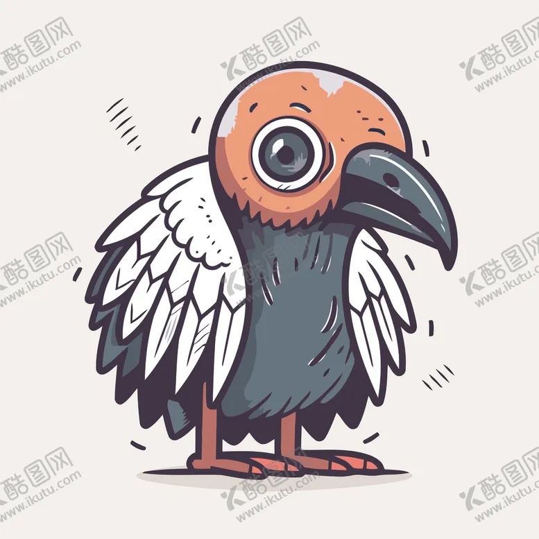 编号：55385102051119482536【酷图网】源文件下载-有趣秃鹫卡通儿童插画