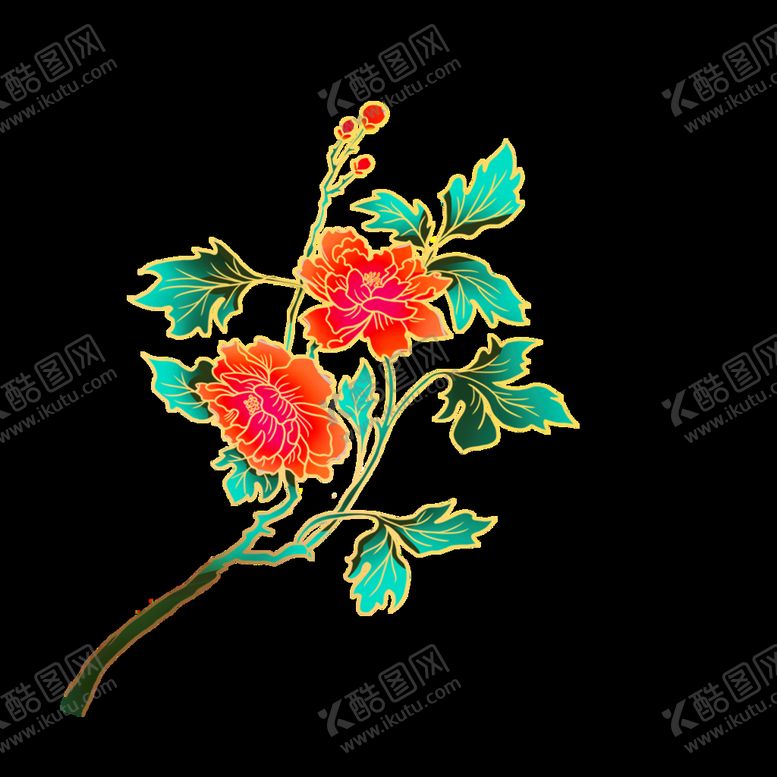 编号：71649809112327152493【酷图网】源文件下载-手绘国潮鲜花