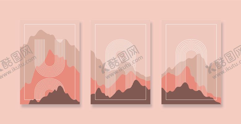 编号：85303710120423262689【酷图网】源文件下载-三联山景抽象艺术装饰画