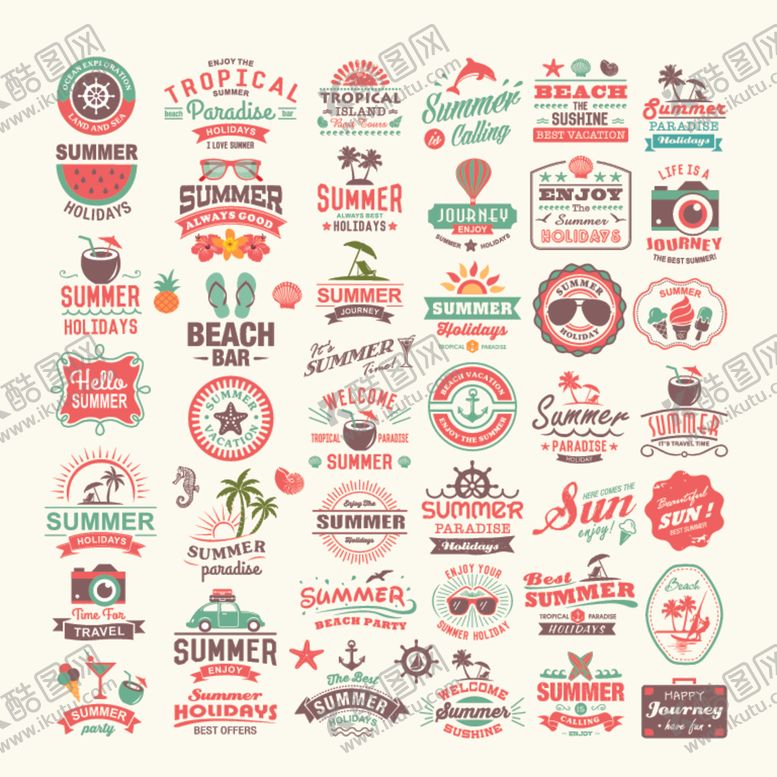 编号：56080309271929273034【酷图网】源文件下载-复古风多彩创意标识集合