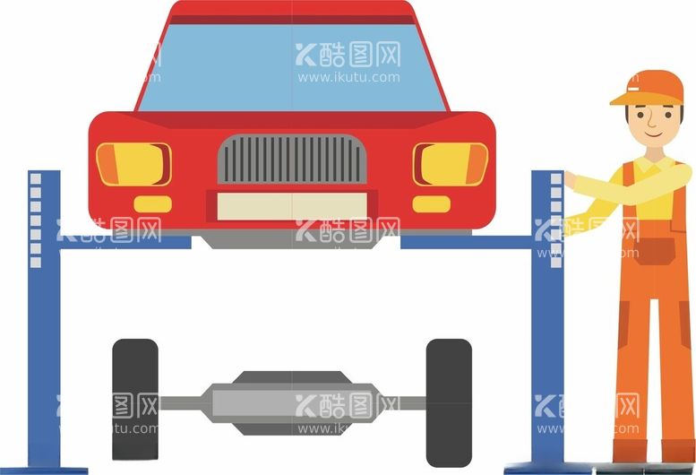 编号：38524112220559292241【酷图网】源文件下载-汽车维修卡通工人汽车美容