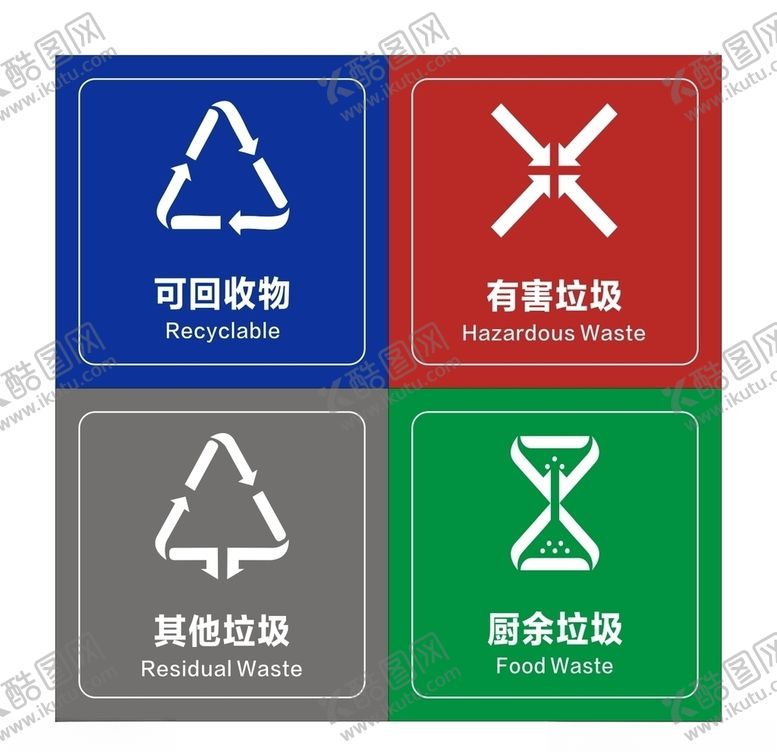 编号：53130906181842562987【酷图网】源文件下载-垃圾分裂四标志