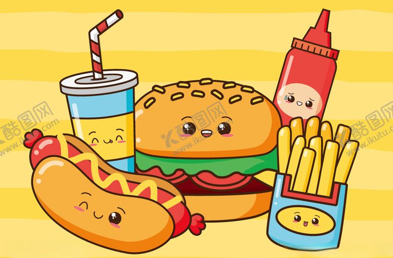 编号：35435805101313012990【酷图网】源文件下载-西式快餐食物插画