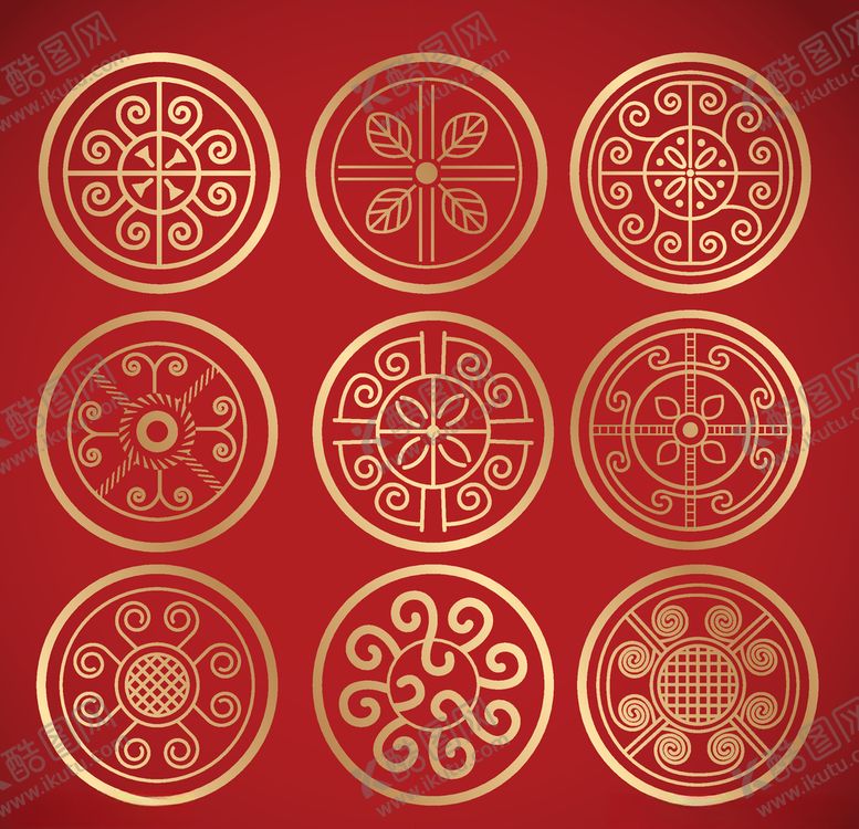 编号：12522910311113418284【酷图网】源文件下载-中式圆形复古图案边框花纹