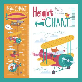 儿童飞行主题身高测量图