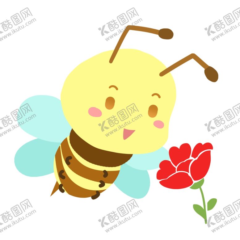 编号：29361310211400484067【酷图网】源文件下载-红色花朵和蜜蜂插画