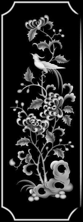 精雕沙发靠背梅兰竹菊菊花鸟柜门芯板