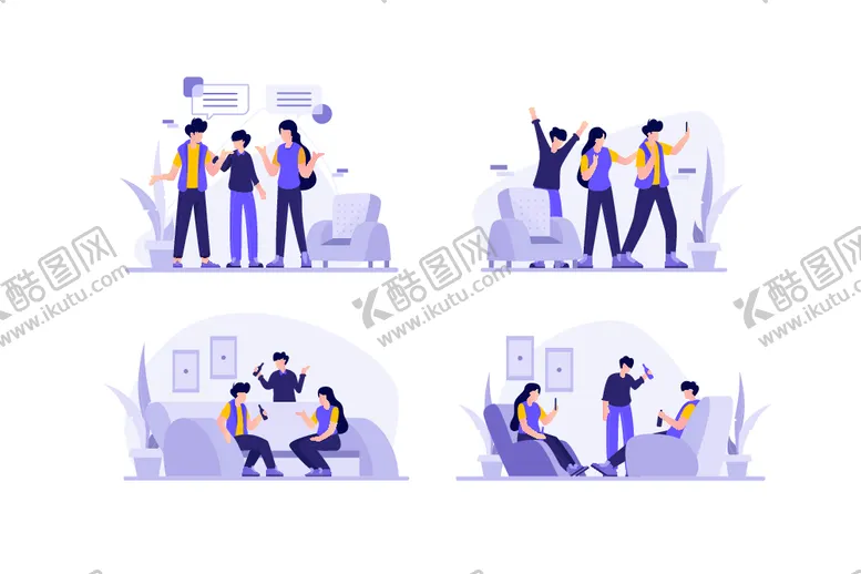 编号：42304601170052488141【酷图网】源文件下载-朋友聚会插画