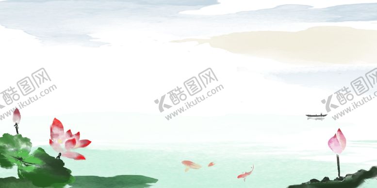 编号：50046905091228056042【酷图网】源文件下载-荷花荷叶传统复古背景素材