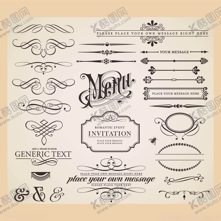 编号：13756301042139113071【酷图网】源文件下载-复古装饰性字体设计元素