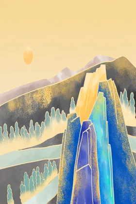 中国风背景山水画展板小清新展板意境展板