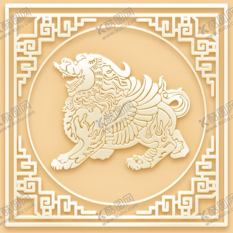 编号：41084910011527334974【酷图网】源文件下载-吊顶天花玉雕上古神兽