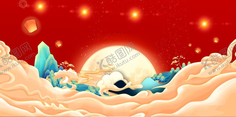 编号：92064211020107345876【酷图网】源文件下载-中秋玉兔望月贺佳节