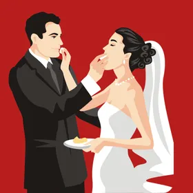 手绘结婚男女人物礼人物插画
