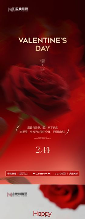 情人节节日海报2026马年玫瑰爱心
