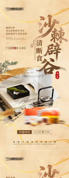 辟谷养生中式海报