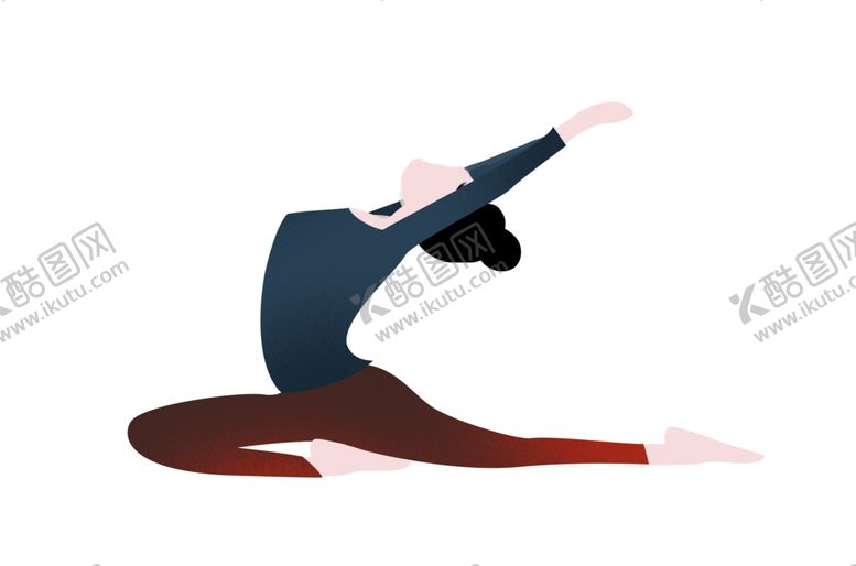 编号：18783510111615273308【酷图网】源文件下载-瑜伽柔美女性舞蹈插画卡通素材