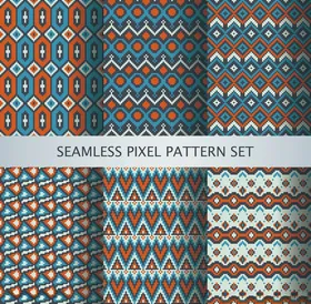 几何条纹像素图案集合