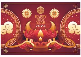 2024春节贺卡龙年海报