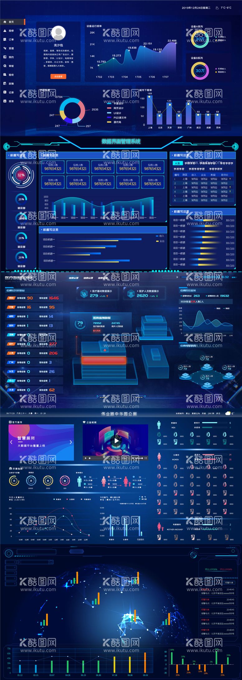 编号：75759611270710559669【酷图网】源文件下载-医疗数据可视化UI界面数据界面管理系