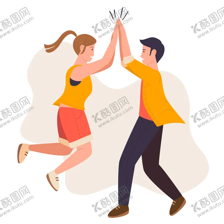 编号：73960209160908064187【酷图网】源文件下载-击掌卡通插图
