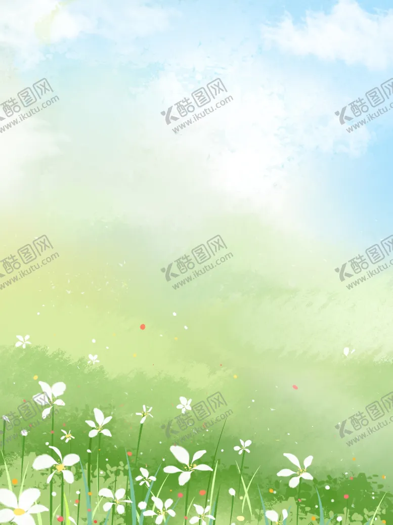 编号：92846301262214347476【酷图网】源文件下载-绿色清新春天花朵花卉水彩背景