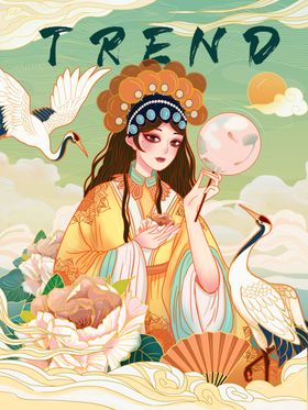 国潮武生戏曲生旦净丑元素素材