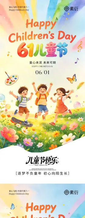 地产六一儿童节卡通海报